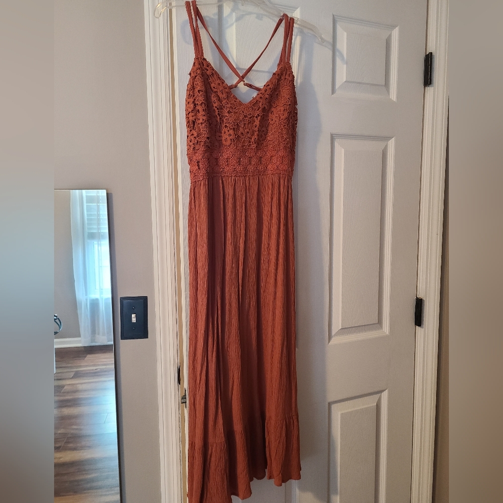 Rust Lace Maxi Dress